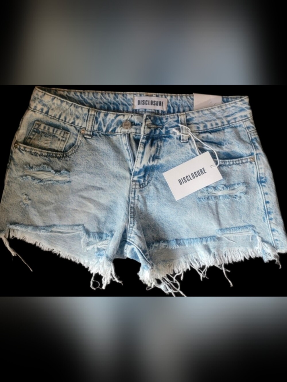 Disclosure Light Wash Distressed Denim Cutoff Shorts